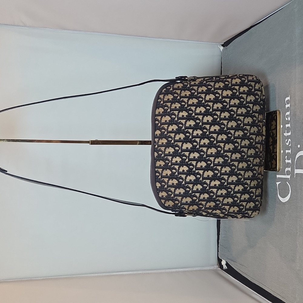 Dior Adjustable 2 Way shoulder strap 1970s Oblique canvas bag Collectable - Picture 12 of 17
